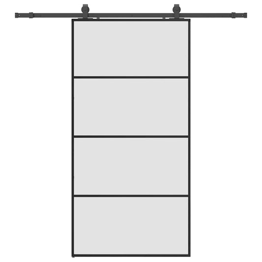 Schiebetür mit Beschlag Schwarz 102,5x205 cm ESG-Glas