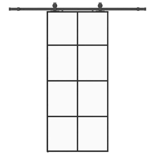 Schiebetür mit Beschlag Schwarz 90x205 cm ESG-Glas