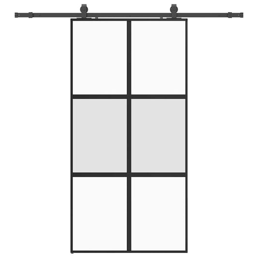 Schiebetür mit Beschlag Schwarz 102,5x205 cm Hartglas