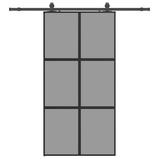 Schiebetür mit Beschlag Schwarz 102,5x205 cm Hartglas