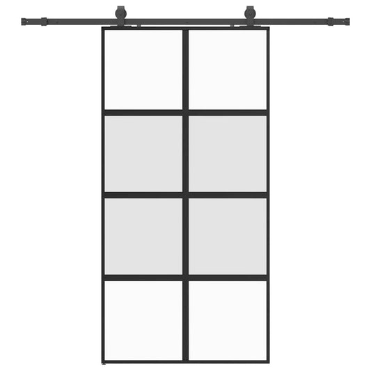 Schiebetür mit Beschlag Schwarz 102,5x205 cm Hartglas