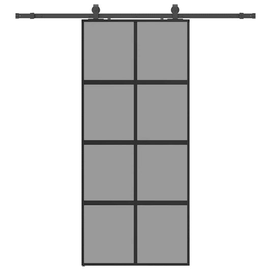 Schiebetür mit Beschlag Schwarz 90x205 cm Hartglas