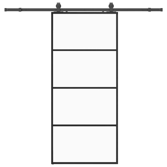 Schiebetür mit Beschlag Schwarz 90x205 cm ESG-Glas