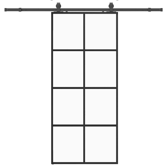 Schiebetür mit Beschlag Schwarz 90x205 cm ESG-Glas