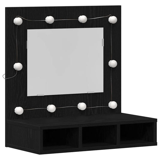 Spiegelschrank mit Regal Schwarz Eichen-Optik 60 x 31,5 x 62 cm