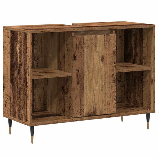 Badezimmerschrank mit Tür Altholz 80 x 33 x 60 cm Holzwerkstoff