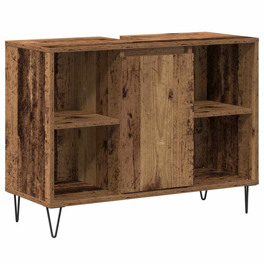 Badezimmerschrank mit Tür Altholz 80 x 33 x 60 cm Holzwerkstoff