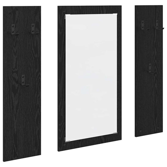 Wandmontierter Kleiderständer Wandmontiert Schwarz Eichen-Optik