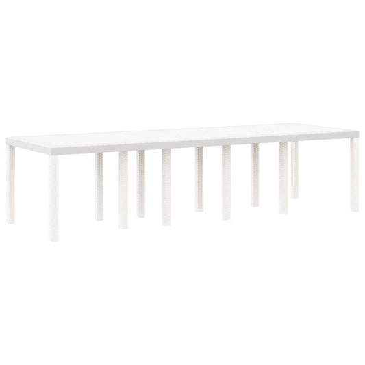 Garten-Esstisch Weiß 300 x 100 x 73 cm Poly-Rattan