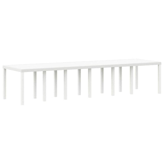 Garten-Esstisch Weiß 350 x 100 x 73 cm Poly-Rattan