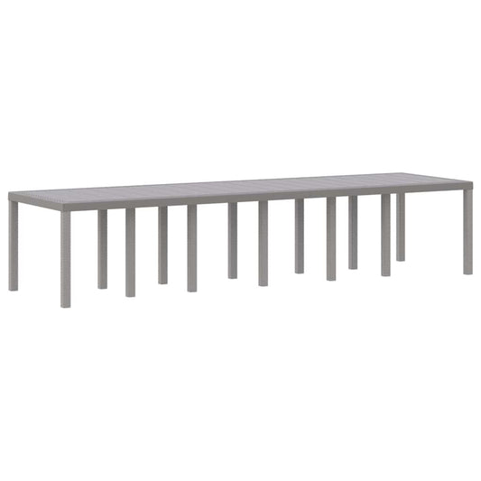 Garten-Esstisch Hellgrau 350 x 100 x 73 cm Poly-Rattan