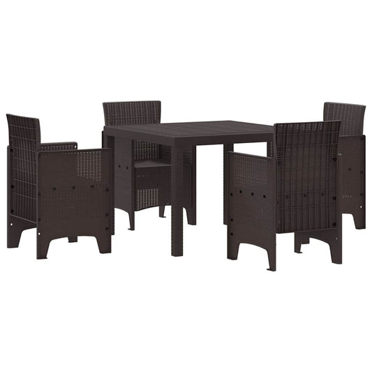 Garten Essgruppe 5 pcs Braun Polt Rattan