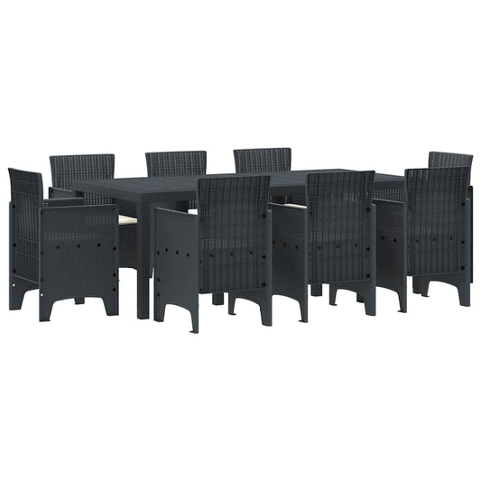 Garten Essgruppe 9 pcs Anthrazit Polt Rattan