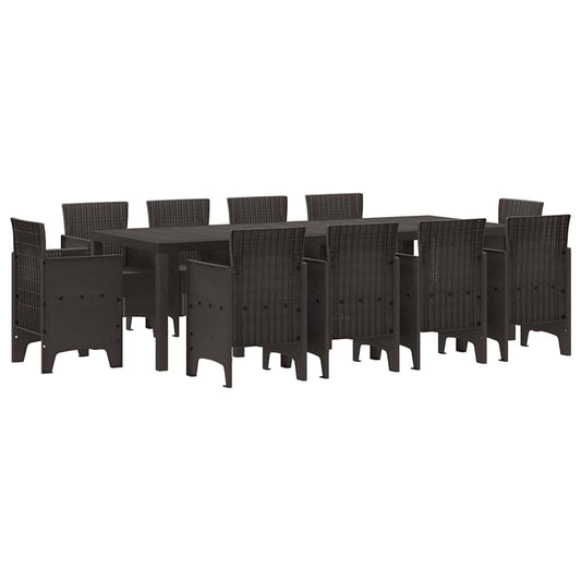 Garten Essgruppe 11 pcs Braun Polt Rattan