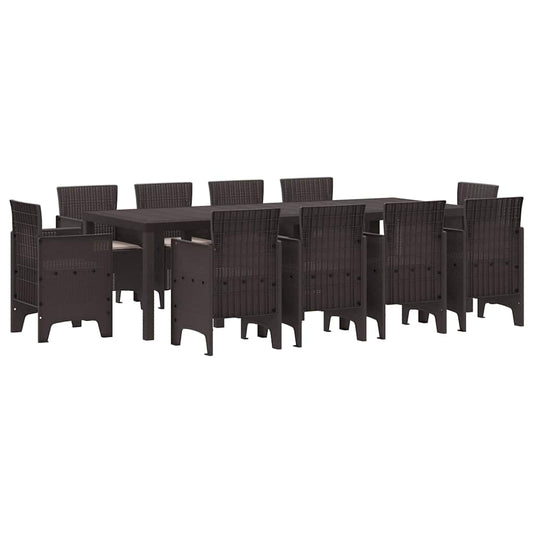 Garten Essgruppe 11 pcs Braun Polt Rattan