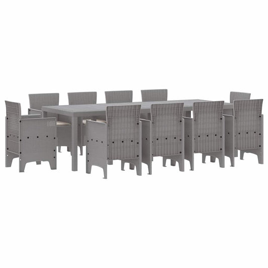 Garten Essgruppe 11 pcs Hellgrau Polt Rattan