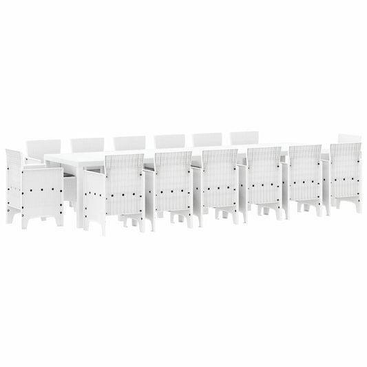 Garten Essgruppe 15 pcs Weiß Polt Rattan