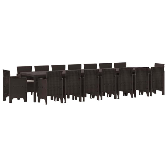 Garten Essgruppe 17 pcs Braun Polt Rattan