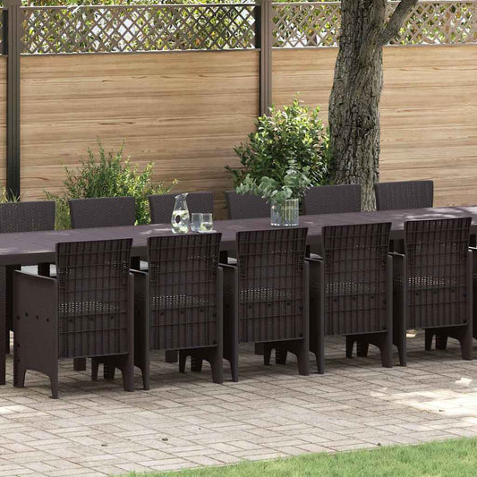 Garten Essgruppe 17 pcs Braun Polt Rattan