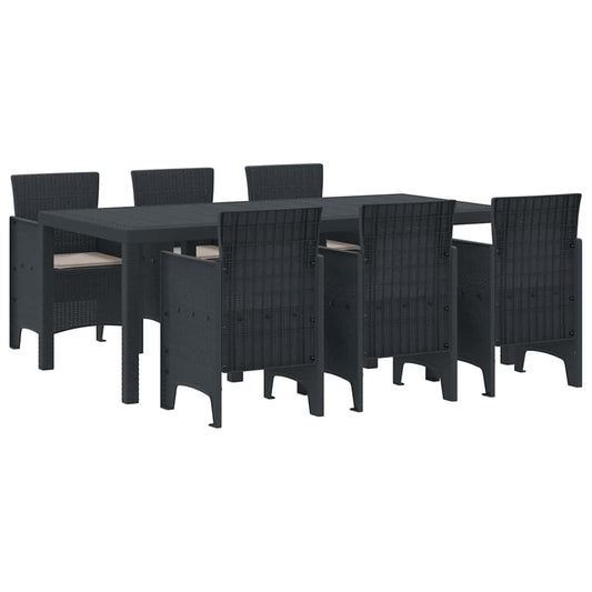 Garten Essgruppe 7 pcs Anthrazit Polt Rattan