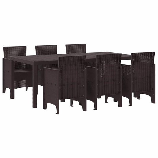 Garten Essgruppe 7 pcs Braun Polt Rattan