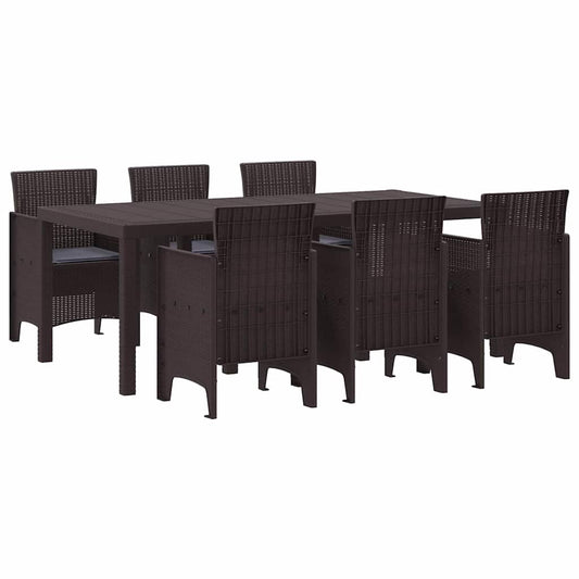 Garten Essgruppe 7 pcs Braun Polt Rattan