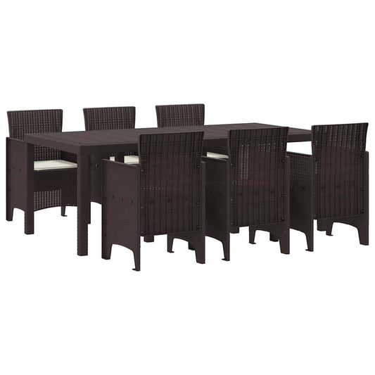 Garten Essgruppe 7 pcs Braun Polt Rattan