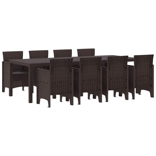 Garten Essgruppe 9 pcs Braun Polt Rattan