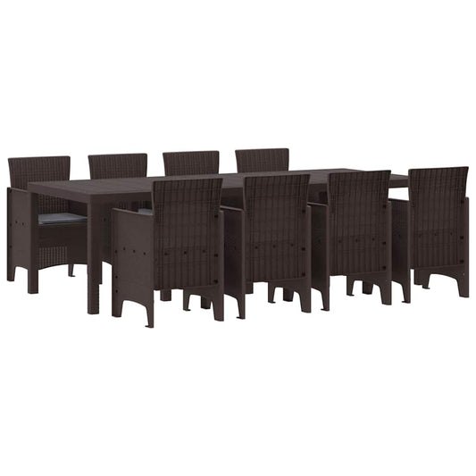 Garten Essgruppe 9 pcs Braun Polt Rattan