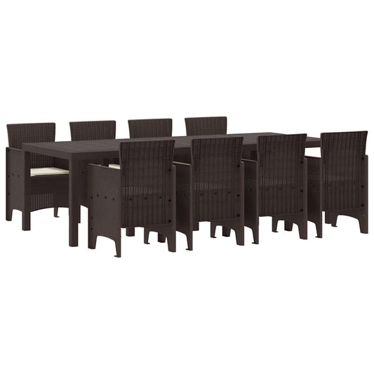 Garten Essgruppe 9 pcs Braun Polt Rattan