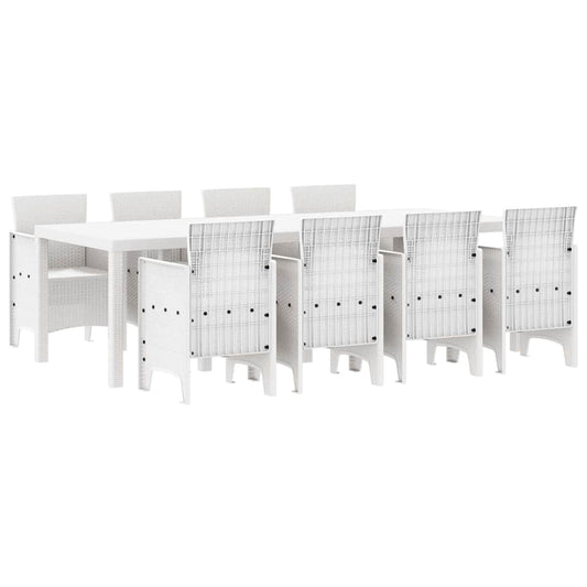 Garten Essgruppe 9 pcs Hellgrau Polt Rattan