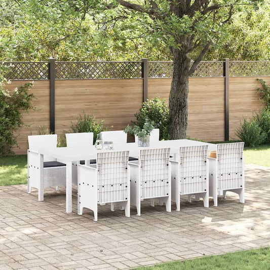 Garten Essgruppe 9 pcs Hellgrau Polt Rattan