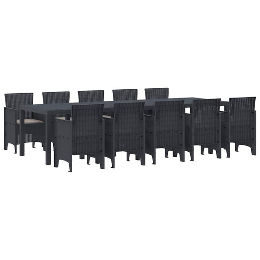Garten Essgruppe mit Kissen 11 pcs Anthrazit Poly Rattan