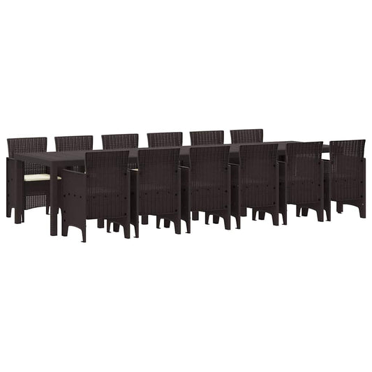 Garten Essgruppe 13 pcs Braun Polt Rattan