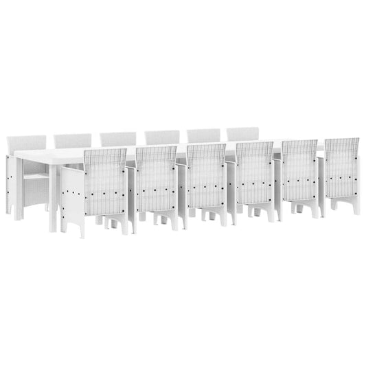 Garten Essgruppe 13 pcs Weiß Polt Rattan