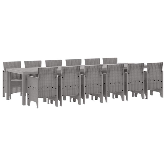 Garten Essgruppe 13 pcs Hellgrau Polt Rattan
