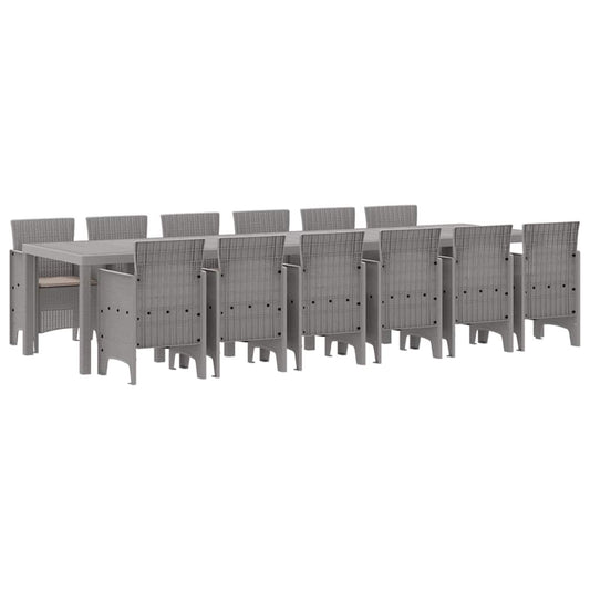 Garten Essgruppe 13 pcs Hellgrau Polt Rattan