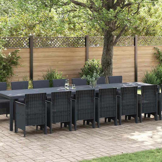 Garten Essgruppe 15 pcs Anthrazit Polt Rattan