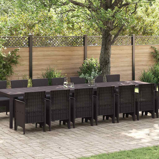 Garten Essgruppe 15 pcs Braun Polt Rattan