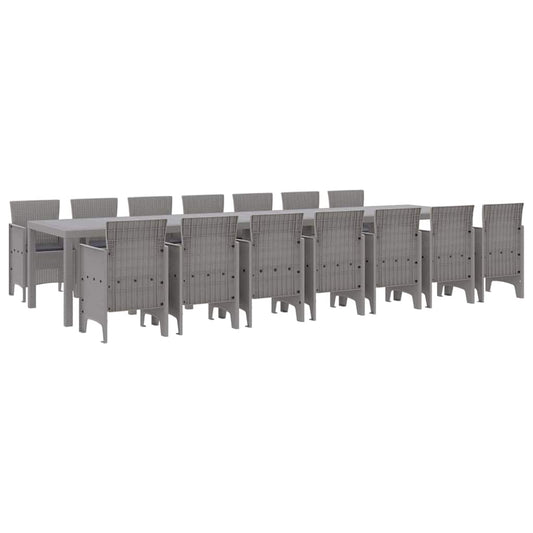 Garten Essgruppe 15 pcs Hellgrau Polt Rattan