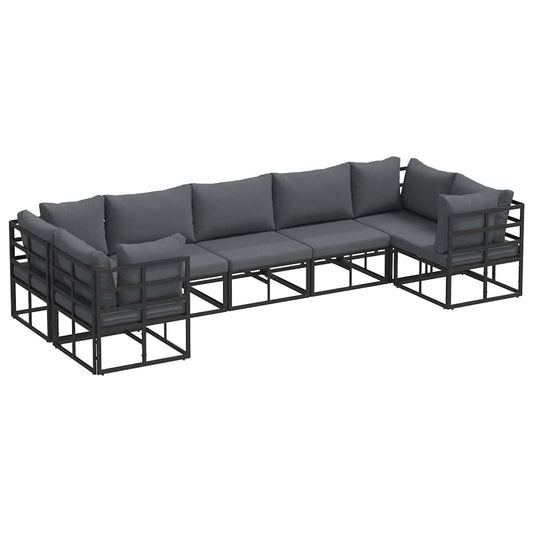 Garten-Sofa-Set 7 pcs Schwarz Aluminium