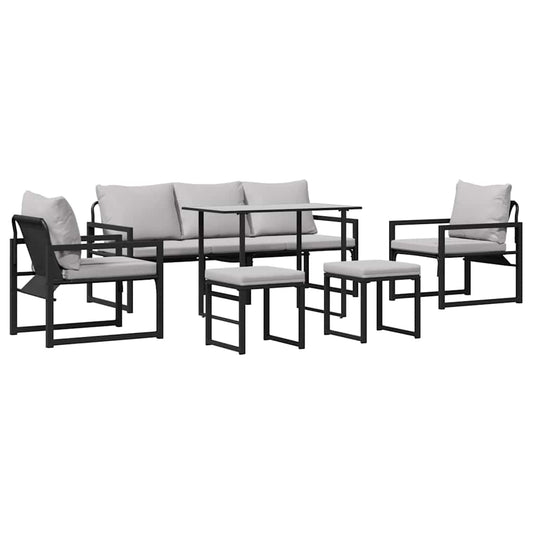 Garten-Sofa-Set 6 pcs Schwarz Stahl