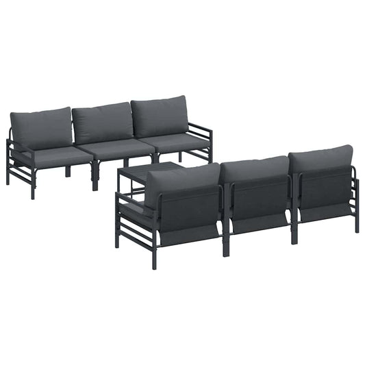 Garten-Sofa-Set mit Kissen 7 pcs Anthrazit Stahl & Gewebe