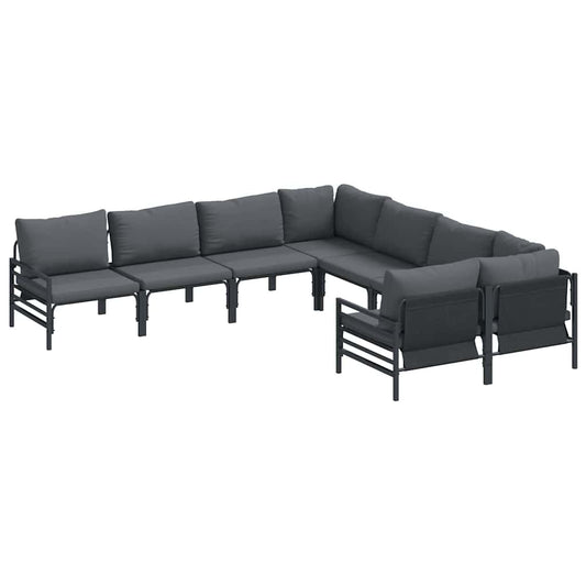 Garten-Sofa-Set mit Kissen Anthrazit Stahl