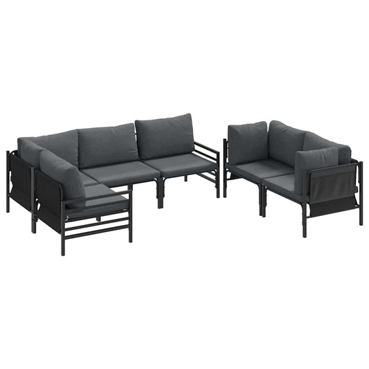 Garten-Sofa-Set mit Kissen 6 pcs Anthrazit Stahl