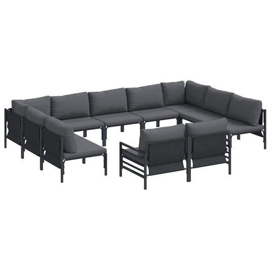 Garten-Sofa-Set 11 pcs Anthrazit Stahl