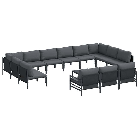 Garten-Sofa-Set 14 pcs Anthrazit Stahl