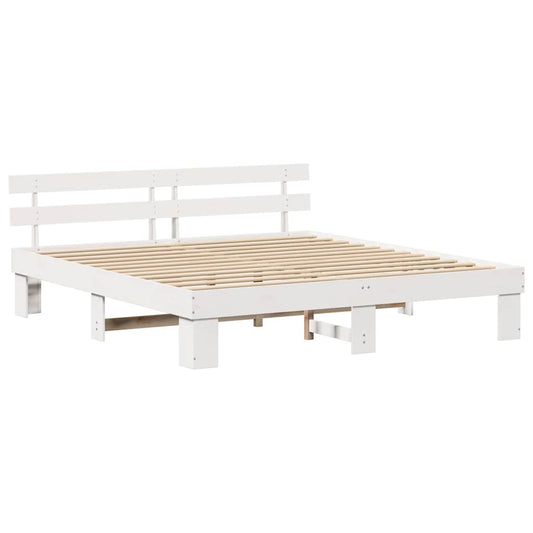 Bettgestell mit Kopfteil Weiß 200 x 200 cm