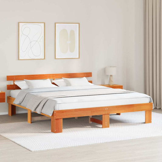 Bettgestell mit Kopfteil Braun 200 x 200 cm