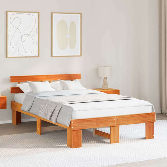 Bettgestell mit Kopfteil Braun 140 x 190 cm